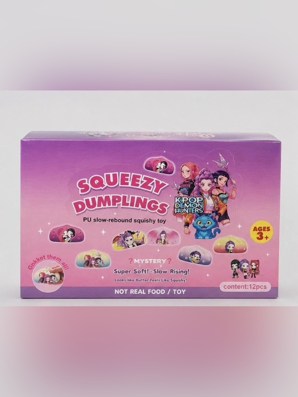 KPOP Mystery Foam Dumpling Display Case – 12 Pack Slow Rising Squishy Toys